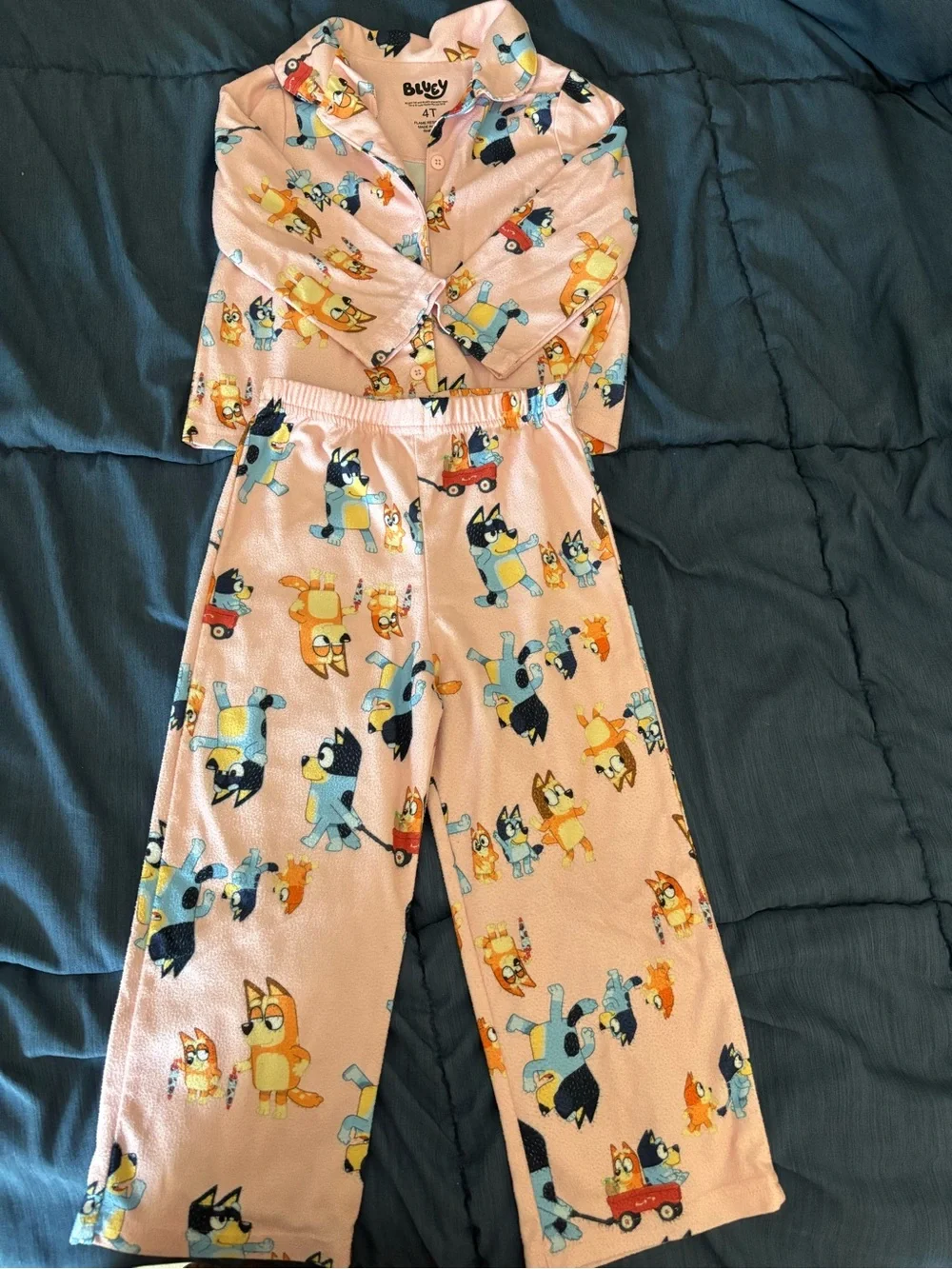 Bluey Pink Fleece Pajama Set for Kids - 4T